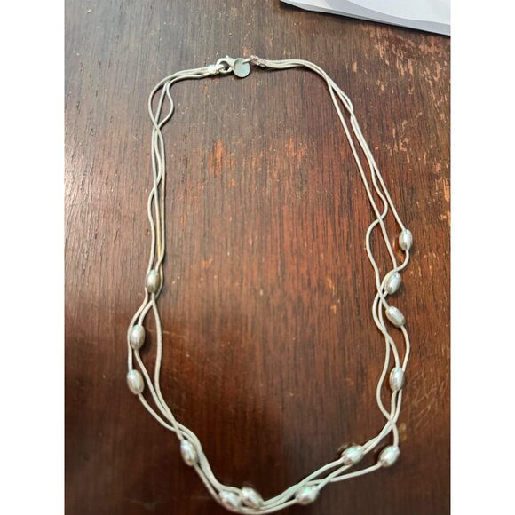 Sterling Silver 925 Multi-Strand Necklace With Beads 14.51g - Picture 2 of 8